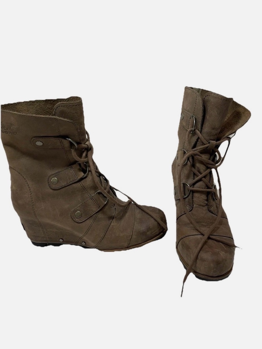 Sorel Joan of Arctic Women's Lace-Up Wedge Ankle Boots - Brown